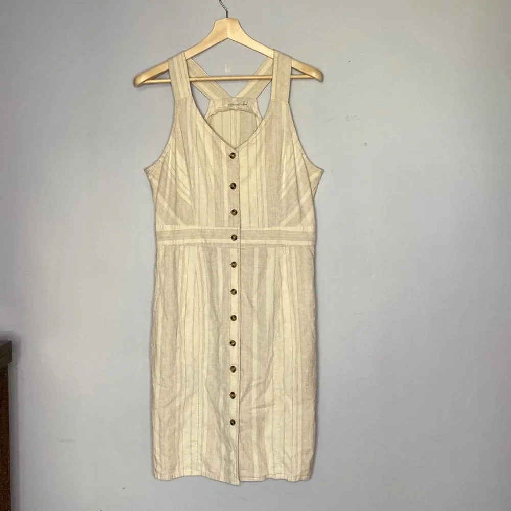 PrAna Dress Grace Trail Dress Hemp Blend Stone Stripe Size XL - Picture 4 of 10